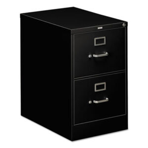 Office Furniture; 26-1/2" Deep; 310 Series; Black; Cabinet; Drawer; File Cabinet; File Cabinets; Full-Suspension; Furniture; Legal Size; Metal; Two-Drawer; Vertical File; Filing; Systems; Receptacles; Organization; Files; Lock; HON