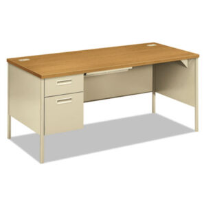 Office Furniture; 66 x 30; Desk; Desks; Metal; Metro Classic; Single Pedestal; Steel; Harvest/Putty; Workstation; Furniture; Office Suites; Workstations; Writing-Table; Escritoire; HON