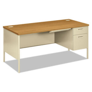 Office Furniture; 66 x 30; Desk; Desks; Metal; Metro Classic; Single Pedestal; Steel; Harvest/Putty; Workstation; Furniture; Office Suites; Workstations; Writing-Table; Escritoire; HON