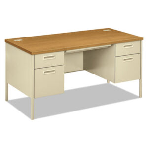 Office Furniture; 60 x 30; Desk; Desks; Double Pedestal; Harvest/Putty; Metal; Metro Classic; Steel; Workstations; Writing-Table; Escritoire; Furniture; Office Suites; HON