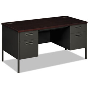 Office Furniture; 60 x 30; Desk; Desks; Double Pedestal; Mahogany/Charcoal; Metal; Metro Classic; Steel; Workstations; Writing-Table; Escritoire; Furniture; Office Suites; HON