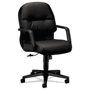 Office Furniture; 2090 Pillow-Soft Series; Black; Chair; Chairs; Leather; Managerial; Metal-Frame; Mid Back; Pneumatic Seat Height Adjustment; Swivel/Tilt; Seats; Seating; Furniture; Workstations; Office; HON