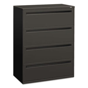 Office Furniture; 42" Wide; 700 Series; Cabinet; Charcoal; Drawer; File Cabinet; File Cabinets; Four-Drawer; Lateral File; Metal; Filing; Systems; Receptacles; Organization; Furniture; Files; Brigade; HON