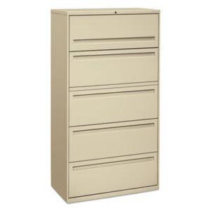 Office Furniture; 36" Wide; 700 Series; Cabinet; Drawer; File Cabinet; File Cabinets; Five-Drawer; Lateral File; Metal; Putty; Filing; Systems; Receptacles; Organization; Furniture; Files; Brigade; HON