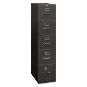 Office Furniture; 26-1/2" Deep; 310 Series; Cabinet; Charcoal; Drawer; File Cabinet; File Cabinets; Five-Drawer; Full-Suspension; Furniture; Letter Size; Metal; Vertical File; Filing; Systems; Receptacles; Organization; Files; Lock; HON