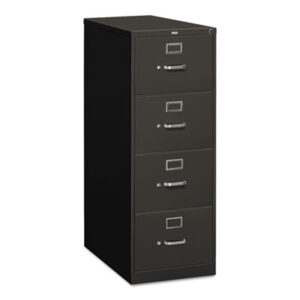 Office Furniture; 26-1/2" Deep; 310 Series; Cabinet; Charcoal; Drawer; File Cabinet; File Cabinets; Four-Drawer; Full-Suspension; Furniture; Legal Size; Metal; Vertical File; Filing; Systems; Receptacles; Organization; Files; Lock; HON