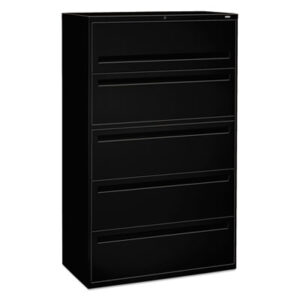 Office Furniture; 42" Wide; 700 Series; Black; Cabinet; Drawer; File Cabinet; File Cabinets; Five-Drawer; Lateral File; Metal; Filing; Systems; Receptacles; Organization; Furniture; Files; Brigade; HON