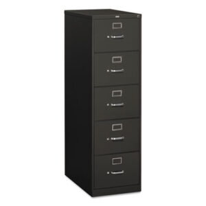 Office Furniture; 26-1/2" Deep; 310 Series; Cabinet; Charcoal; Drawer; File Cabinet; File Cabinets; Five-Drawer; Full-Suspension; Furniture; Legal Size; Metal; Vertical File; Filing; Systems; Receptacles; Organization; Files; Lock; HON