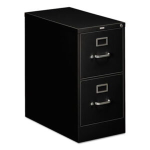 Office Furniture; 26-1/2" Deep; 310 Series; Black; Cabinet; Drawer; File Cabinet; File Cabinets; Full-Suspension; Furniture; Letter Size; Metal; Two-Drawer; Vertical File; Filing; Systems; Receptacles; Organization; Files; Lock; HON