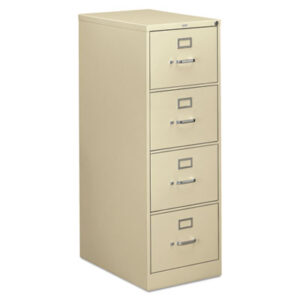 Office Furniture; 26-1/2" Deep; 310 Series; Cabinet; Drawer; File Cabinet; File Cabinets; Four-Drawer; Full-Suspension; Furniture; Legal Size; Metal; Putty; Vertical File; Filing; Systems; Receptacles; Organization; Files; Lock; HON