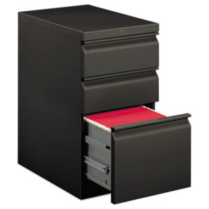 Office Furniture; 3 Drawer; Cabinet; Charcoal; Brigade Series; File Cabinet; File Cabinets; Metal; Mobile Pedestal; Pedestal; Rolling File; Rolling Files; Filing; Systems; Receptacles; Organization; Furniture; Files; Radius pull; HON