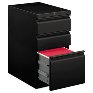 Office Furniture; 3 Drawer; Black; Cabinet; Brigade Series; File Cabinet; File Cabinets; Metal; Mobile Pedestal; Pedestal; Rolling File; Rolling Files; Filing; Systems; Receptacles; Organization; Furniture; Files; Radius pull; HON