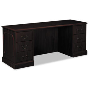 Office Furniture; 94000 Series; Credenza; Credenzas; Kneespace Credenza; Mahogany; Office Suites; Wood; Wood Furniture; Wood Office Furniture; Workstation; Workstations; Desk; Add-Ons; Workspaces; Furniture; Laminate; Filing; File Drawers; Cord Management; Double Pedestal; Full Pedestals; Traditional Furniture; HON