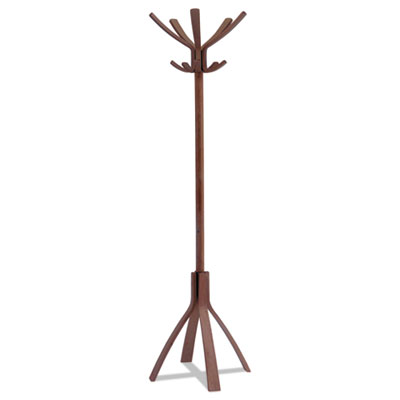 (ABAPMCAFE)ABA PMCAFE – Cafe Wood Coat Stand, Ten Peg/Five Hook, 21.67w x 21.67d x 69.33h, Espresso Brown by ALBA (1/EA)