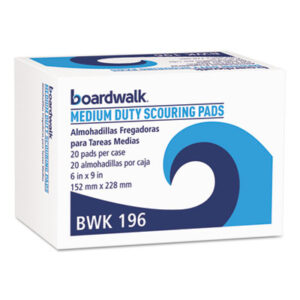 (BWK196)BWK 196 – Medium Duty Scour Pad,  6 x 9, Green, 20/Carton by BOARDWALK (20/CT)