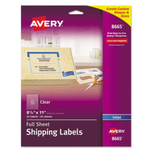 8-1/2 x 11; Address; Clear; Inkjet Printer; Inkjet Printers; Label; Labels; Mailing; Identifications; Classifications; Stickers; Shipping; Receiving; Mailrooms