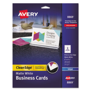 2 x 3-1/2; 2 x 3-1/2 Card Size; AVERY; Avery®; Business Cards; Card Stock; Cards; Clean Edge; Inkjet; Inkjet Printer; Paper; White; Two-Sided Printable Clean Edge Business Cards; Marketing; Networking; Calling-Cards; Self-Promote; Contact-Information; Promotion