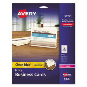 2 x 3-1/2; 2 x 3-1/2 Card Size; AVERY; Avery®; Business Cards; Card Stock; Cards; Clean Edge; Laser; Laser Printer; Paper; Ivory; Two-Sided Printable Clean Edge Business Cards; Marketing; Networking; Calling-Cards; Self-Promote; Contact-Information; Promotion