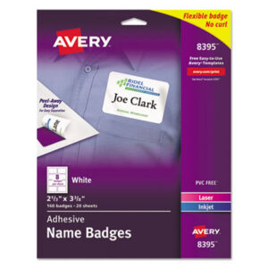 Badge; Badge Label; Inkjet Printer; Inkjet Printers; Labels; Name Badge; Name Badges; Name Label; Self-Adhesive; White; Identifications; Classifications; Stickers; Shipping; Receiving; Mailrooms; AVERY