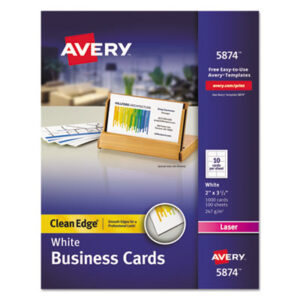 2 x 3-1/2; 2 x 3-1/2 Card Size; AVERY; Avery®; Business Cards; Card Stock; Cards; Clean Edge; Laser; Laser Printer; Paper; White; Two-Sided Printable Clean Edge Business Cards; Marketing; Networking; Calling-Cards; Self-Promote; Contact-Information; Promotion