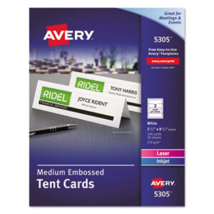 AVERY; Cards/Card Stock; Inkjet; Inkjet Printer; Laser; Laser Printer; Specialty & Greeting Cards; Tent; Tent Card; White; Place-setting; Tagging; Labeling; Breakrooms; Dinner; Name Cards; Embossed