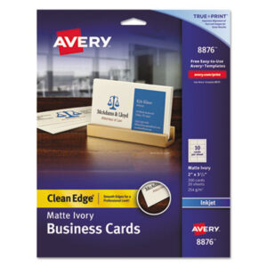 2 x 3-1/2; 2 x 3-1/2 Card Size; AVERY; Avery®; Business Cards; Card Stock; Cards; Clean Edge; Inkjet; Inkjet Printer; Paper; Ivory; Two-Sided Printable Clean Edge Business Cards; Marketing; Networking; Calling-Cards; Self-Promote; Contact-Information; Promotion