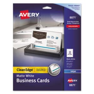 2 x 3-1/2; 2 x 3-1/2 Card Size; AVERY; Avery®; Business Cards; Card Stock; Cards; Clean Edge; Inkjet; Inkjet Printer; Paper; White; Two-Sided Printable Clean Edge Business Cards; Marketing; Networking; Calling-Cards; Self-Promote; Contact-Information; Promotion