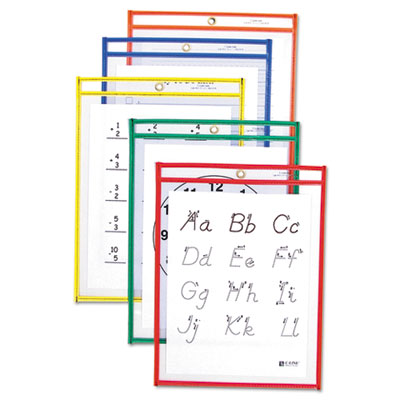 (CLI40620)CLI 40620 – Reusable Dry Erase Pockets, 9 x 12, Assorted Primary Colors, 25/Box by C-LINE PRODUCTS, INC (25/BX)