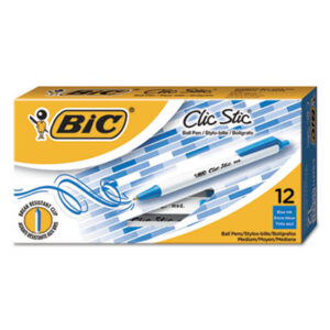 1.0mm Point; Ballpoint; Ballpoint Pen; BIC; Blue Ink; Clic Stic; Medium Point; Pen; Pens; Retractable; Writing; Instruments; Utensils; Inkers; Schools; Education; Students