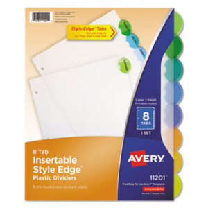 AVERY; Dividers; Indexes; Insertable Tab Index Dividers; Style Edge Insertable Reference Dividers; Tab Dividers; 8-Tab; Recordkeeping; Filing; Systems; Cataloging; Classification