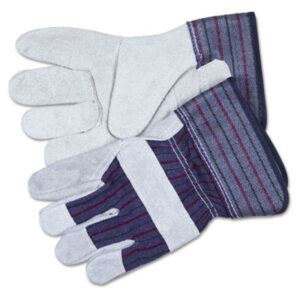 (CRW12010L)CRW 12010L – Split Leather Palm Gloves, Large, Gray, Pair by MCR SAFETY (2/PR)