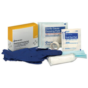 (FAO3910)FAO 3910 – Small Wound Dressing Kit, Includes Gauze, Tape, Gloves, Eye Pads, Bandages by FIRST AID ONLY, INC. (1/EA)