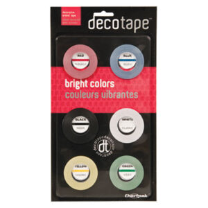 (CHADEC001)CHA DEC001 – Deco Bright Decorative Tape, 1" Core, 0.13" x 27 ft, Assorted Colors, 6/Box by CHARTPAK/PICKETT (6/PK)