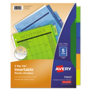 AVERY; Big Tab Dividers; Binder Index; Indexes; Ring Binder Divider; Subject Divider; Tab Divider; Worksaver; index dividers; 5 tab; five tab; Recordkeeping; Filing; Systems; Cataloging; Classification