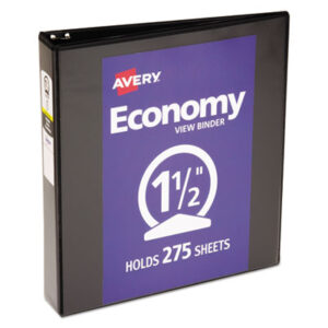 1-1/2 inch Capacity; AVERY; Binder; Binders; Black; Heavy-Duty; Locking; Locking Rings; Looseleaf; Nonstick; Notebook; Presentation Binders; Presentation/View; Reference Binder; Ring Binders; Round Ring; View Binder; Notebooks; Rings; Portfolios; Loose-Leaf; Schools; Education; Classrooms; AVE05720K