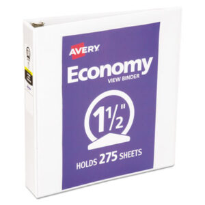 1-1/2 inch Capacity; AVERY; Binder; Binders; Heavy-Duty; Locking; Locking Rings; Looseleaf; Nonstick; Notebook; Presentation Binders; Presentation/View; Reference Binder; Ring Binders; Round Ring; View Binder; White; Notebooks; Rings; Portfolios; Loose-Leaf; Schools; Education; Classrooms; AVE05721K