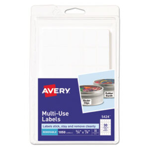 1000 Labels per Pack; 5/8 x 7/8; All Purpose Labels; All-Purpose; Label; Labels; Multipurpose; Rectangular; Removable; Removable Labels; Self-Adhesive; White; Identifications; Classifications; Stickers; Shipping; Receiving; Mailrooms; AVERY