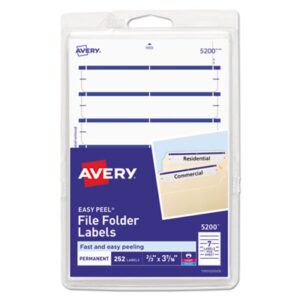Dark Blue Border; File Folder; File Folder Label; Label Sheets; Labels; Permanent; Self-Adhesive; Typewriter; Identifications; Classifications; Stickers; Shipping; Receiving; Mailrooms; AVERY