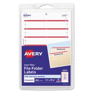 Dark Red Border; File Folder; File Folder Label; Label Sheets; Labels; Permanent; Self-Adhesive; Typewriter; Identifications; Classifications; Stickers; Shipping; Receiving; Mailrooms; AVERY