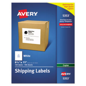 100 Sheets per Box; 8-1/2 x 11; Address; Address Labels; Bulk Pack; Copier; For Copiers; Label; Labels; Mailing; Postal; Self-Adhesive; White; Identifications; Classifications; Stickers; Shipping; Receiving; Mailrooms; AVERY