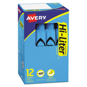 AVERY; Blue Ink; Desk Style; Hi-Liter; Highlighter; Highlighters; Marker; Pen; Pens; Note-taking; Underscoring; Emphasis; Accentuate; School; Education; Students; Teachers; Hiliters; Hilighters