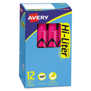 AVERY; Desk Style; Fluorescent Pink Ink; Hi-Liter; Highlighter; Highlighters; Marker; Pen; Pens; Note-taking; Underscoring; Emphasis; Accentuate; School; Education; Students; Teachers; Hiliters; Hilighters