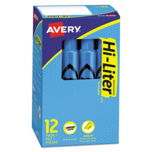 AVERY; Desk Style; Fluorescent Blue Ink; Hi-Liter; Highlighter; Highlighters; Marker; Pen; Pens; Note-taking; Underscoring; Emphasis; Accentuate; School; Education; Students; Teachers; Hiliters; Hilighters