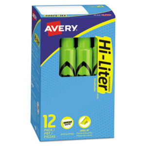 AVERY; Desk Style; Fluorescent Green Ink; Hi-Liter; Highlighter; Highlighters; Marker; Pen; Pens; Note-taking; Underscoring; Emphasis; Accentuate; School; Education; Students; Teachers; Hiliters; Hilighters