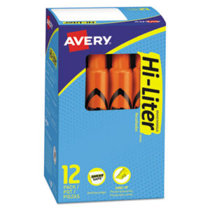 AVERY; Desk Style; Fluorescent Orange Ink; Hi-Liter; Highlighter; Highlighters; Marker; Pen; Pens; Note-taking; Underscoring; Emphasis; Accentuate; School; Education; Students; Teachers; Hiliters; Hilighters