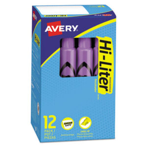 AVERY; Desk Style; Fluorescent Purple Ink; Hi-Liter; Highlighter; Highlighters; Marker; Pen; Pens; Note-taking; Underscoring; Emphasis; Accentuate; School; Education; Students; Teachers; Hiliters; Hilighters