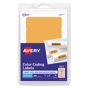 1 x 3; 200 Labels per Pack; Color-Coding; Label; Labels; Orange Neon; Printer Labels; Rectangular; Removable; Removable Labels; Self-Adhesive; Identifications; Classifications; Stickers; Shipping; Receiving; Mailrooms; AVERY