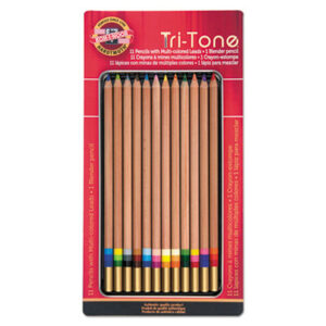 (KOHFA33TIN12BC)KOH FA33TIN12BC – Tri-Tone Color Pencils, 3.8 mm, Assorted Tri-Tone Lead Colors, Tan Barrel, Dozen by CHARTPAK/PICKETT (12/ST)