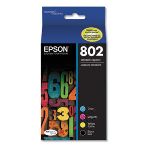 (EPST802120BCS)EPS T802120BCS – T802120-BCS (802) DURABrite Ultra Ink, 650/900 Page-Yield, Black/Cyan/Magenta/Yellow by EPSON AMERICA, INC. (/)