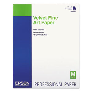 (EPSS042097)EPS S042097 – Velvet Fine Art Paper, 17 x 22, White, 25/Pack by EPSON AMERICA, INC. (25/PK)